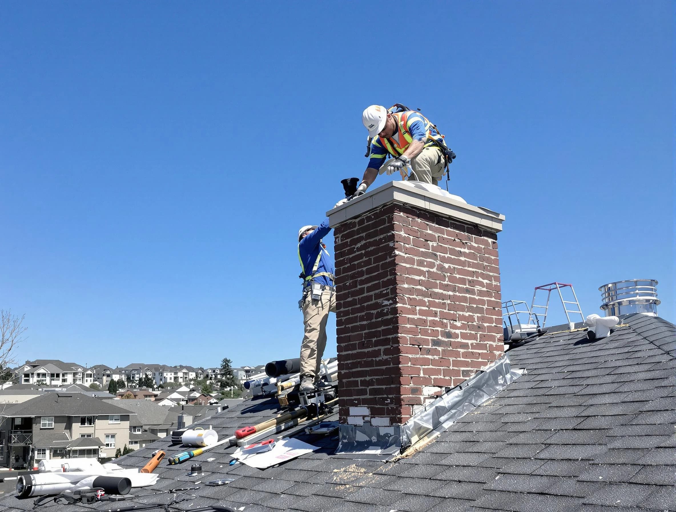 West Point Chimney Sweep repairing a chimney crown in West Point, VA