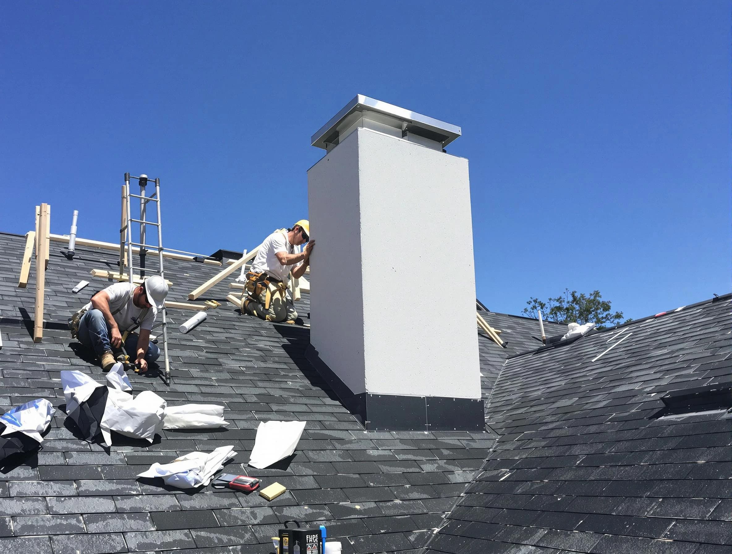 West Point Chimney Sweep crew installing a new chimney in West Point, VA