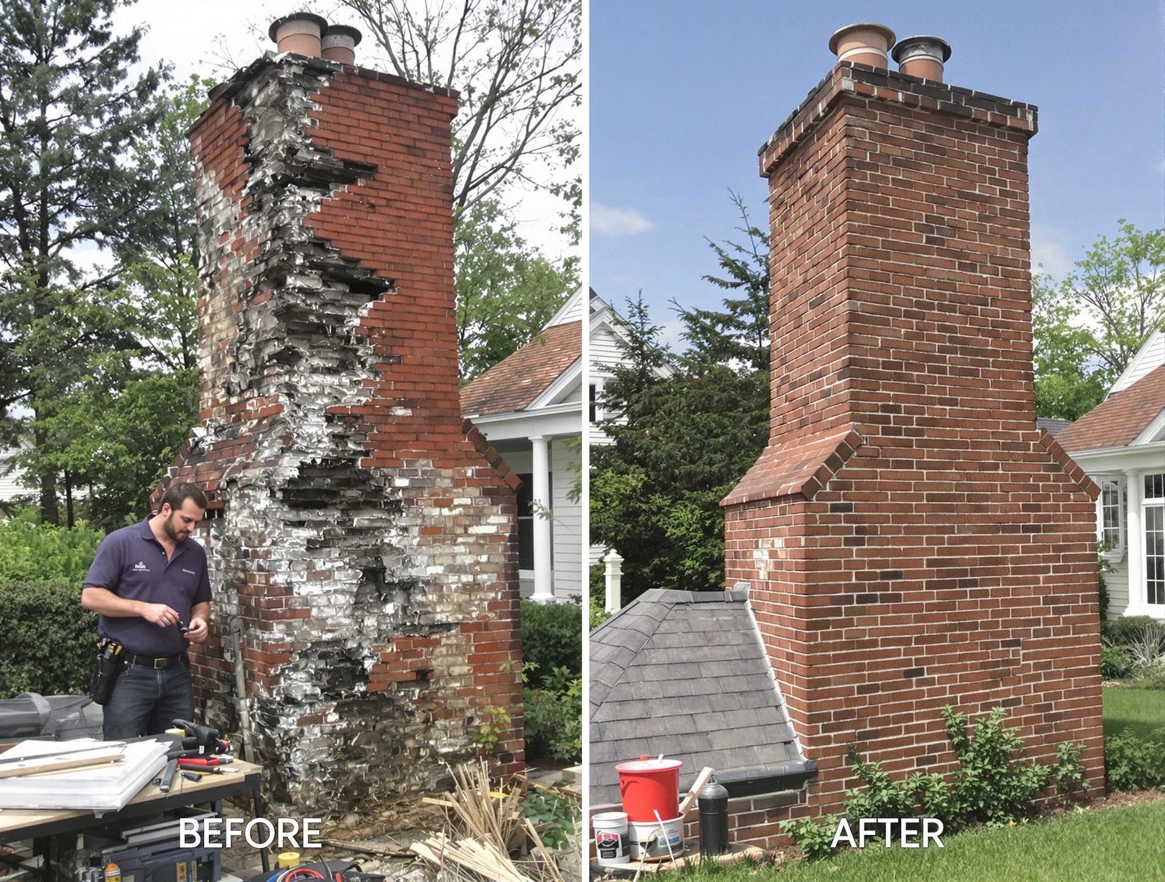West Point Chimney Sweep performing a full chimney restoration in West Point, VA
