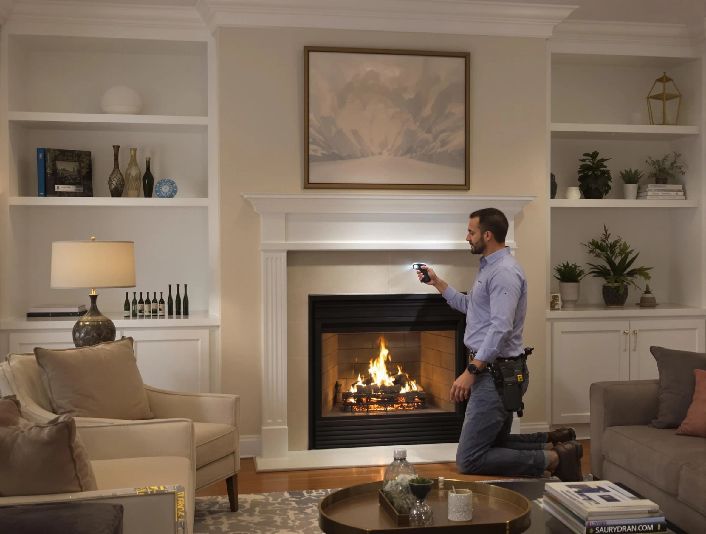 West Point Chimney Sweep conducting a fireplace safety inspection in West Point, VA