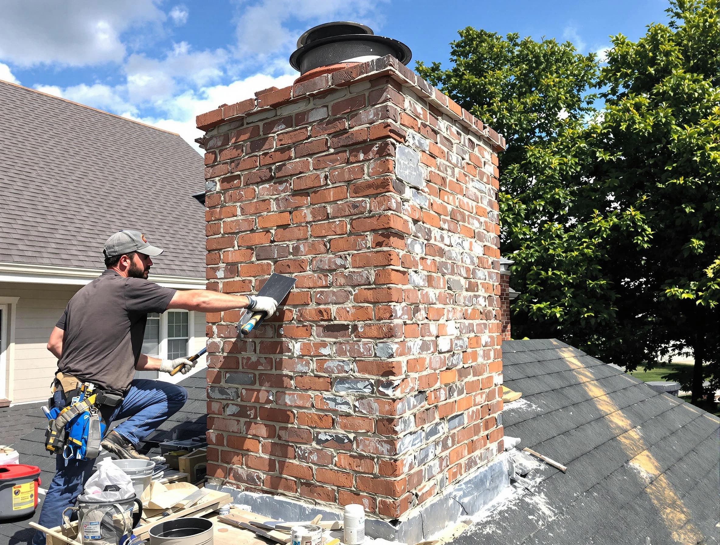 Completed chimney rebuild by West Point Chimney Sweep in West Point, VA