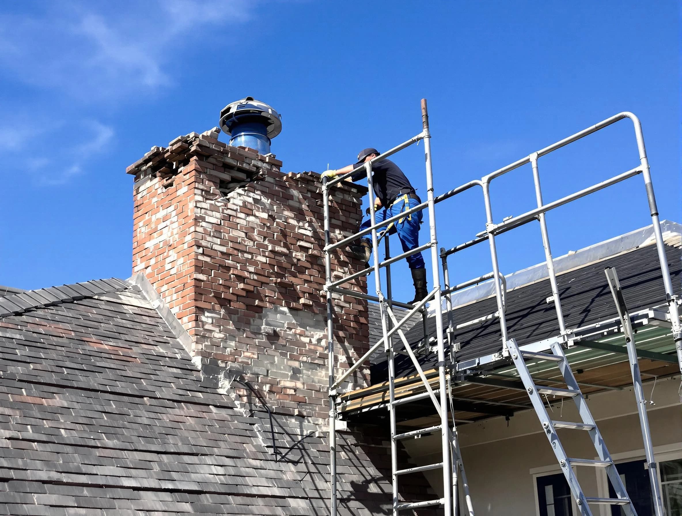Rebuilding a chimney structure by West Point Chimney Sweep in West Point, VA