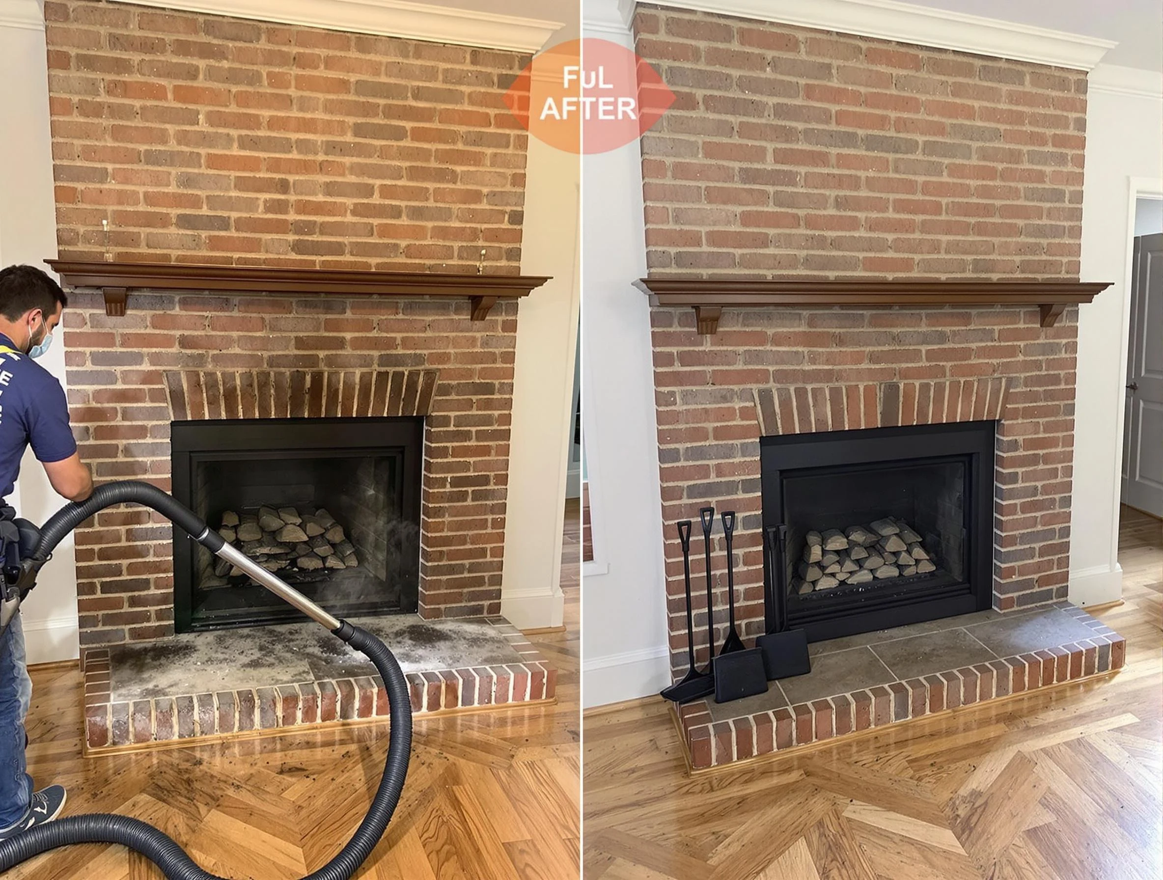 West Point Chimney Sweep carefully sanitizing a fireplace in West Point, VA